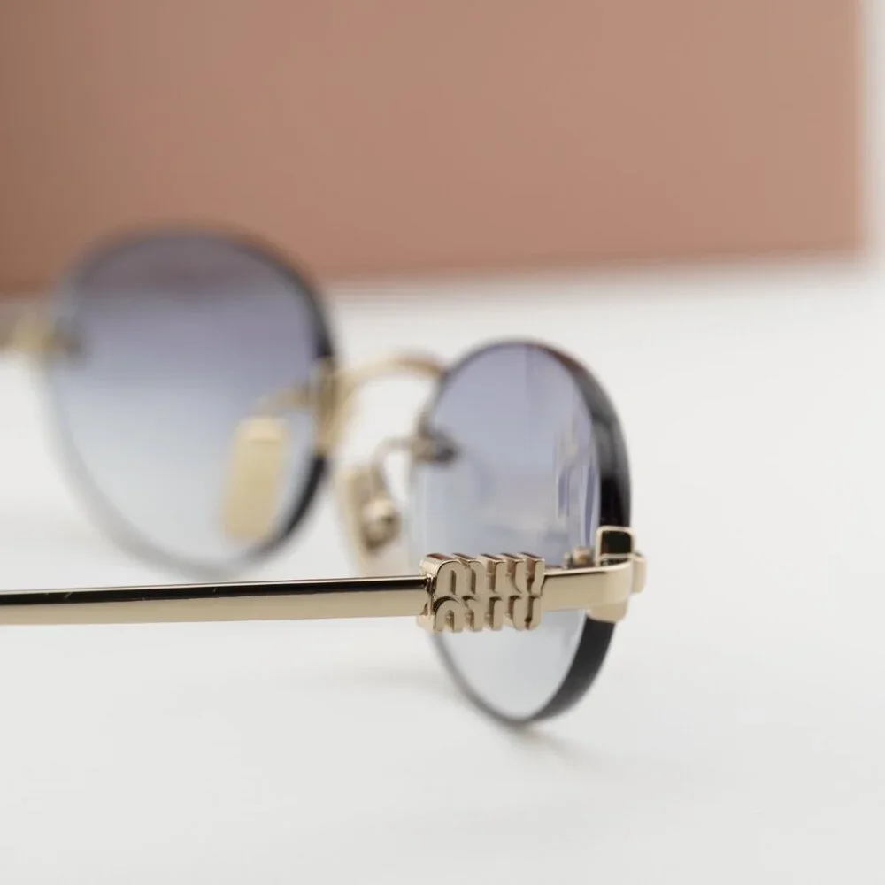 Miu Miu MUA54S ZVN80O Oval Sunglasses – Pale Gold\Clear Gradient Light Blue - Picture 6 of 10
